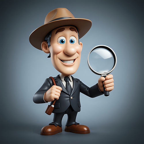 man with magnifying glass